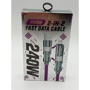 (2) 240W Fast Cable Purple PD Fast Charge/Date LED Light Up USB C Lightning